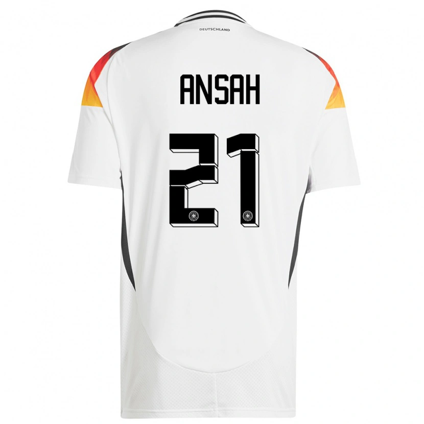 Danxen Mujer Camiseta Alemania Ilyas Ansah #21 Blanco 1ª Equipación 24-26 La Camisa México