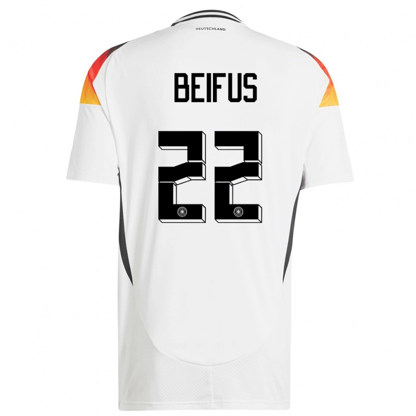 Danxen Mujer Camiseta Alemania Marcel Beifus #22 Blanco 1ª Equipación 24-26 La Camisa México