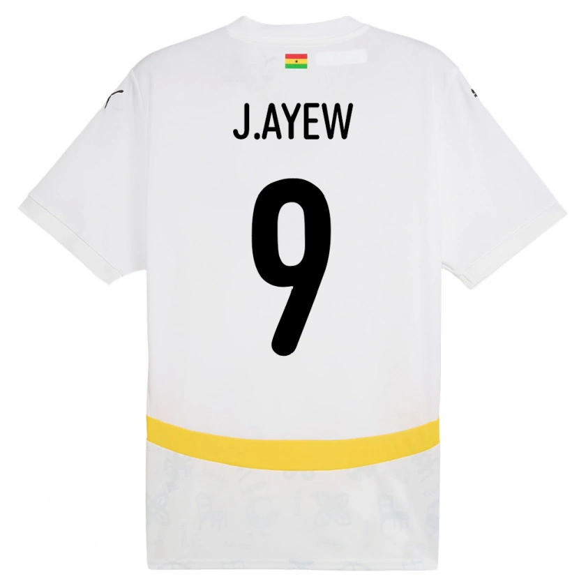 Danxen Mujer Camiseta Ghana Jordan Ayew #9 Blanco 1ª Equipación 24-26 La Camisa México