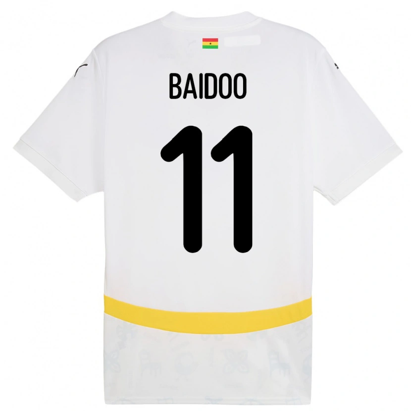Danxen Mujer Camiseta Ghana Michael Baidoo #11 Blanco 1ª Equipación 24-26 La Camisa México