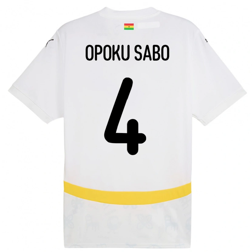 Danxen Mujer Camiseta Ghana Alex Opoku Sabo #4 Blanco 1ª Equipación 24-26 La Camisa México