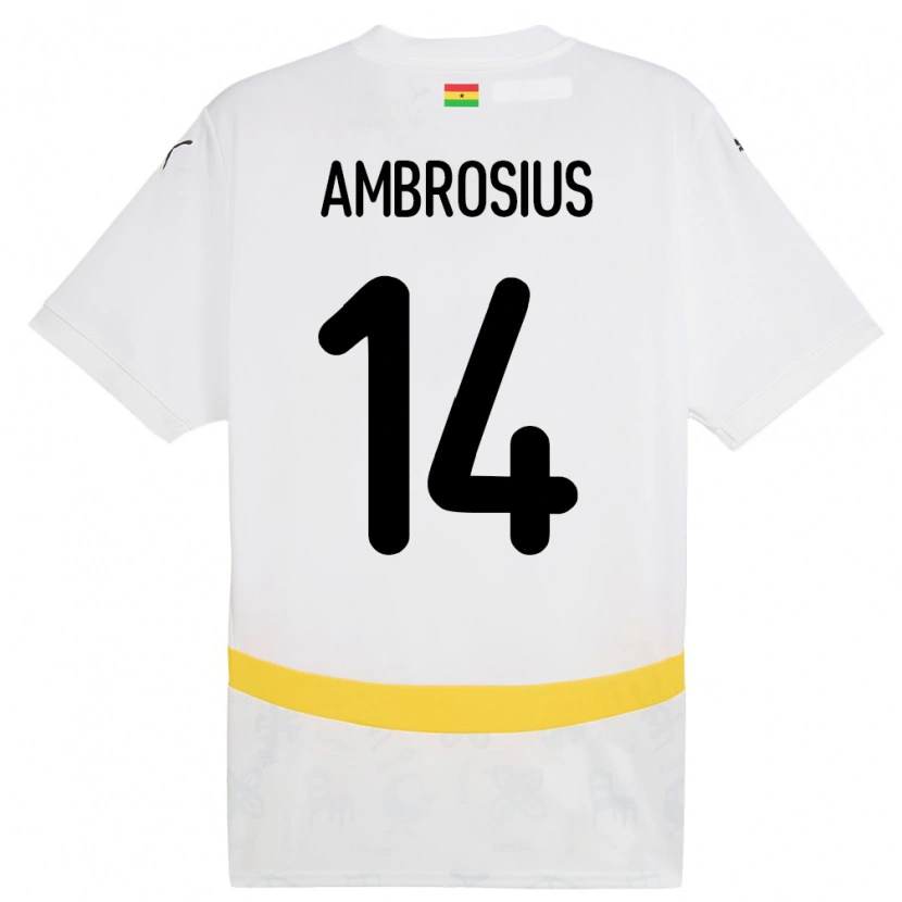Danxen Mujer Camiseta Ghana Stephan Ambrosius #14 Blanco 1ª Equipación 24-26 La Camisa México