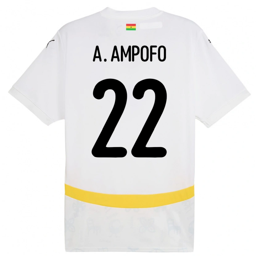 Danxen Mujer Camiseta Ghana Eugene Amankwah Ampofo #22 Blanco 1ª Equipación 24-26 La Camisa México