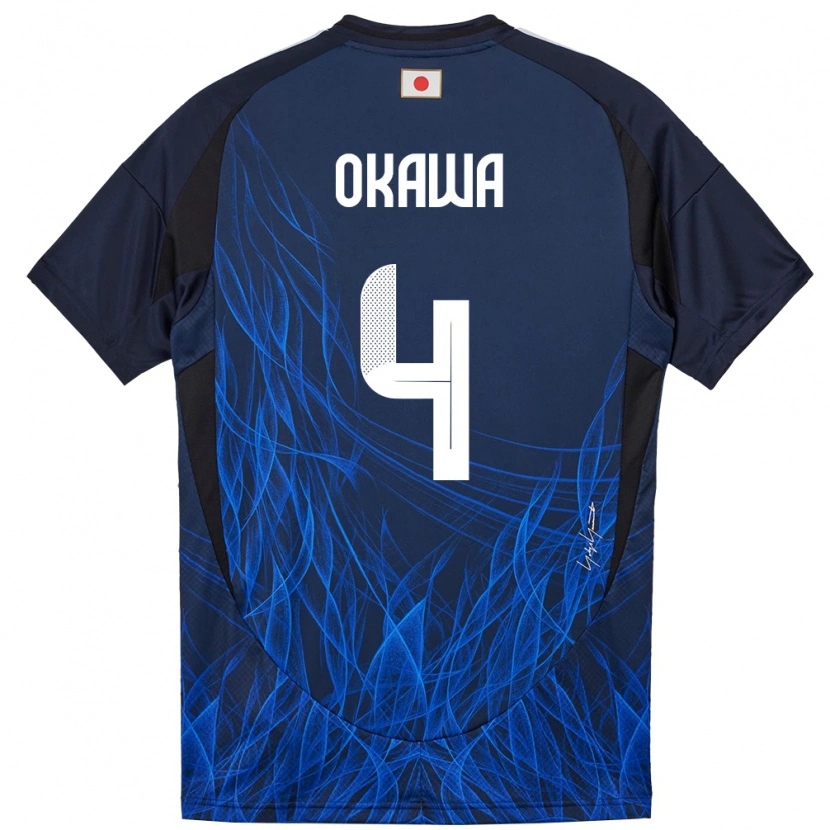 Danxen Mujer Camiseta Japón Yugo Okawa #4 Azul Oscuro 1ª Equipación 24-26 La Camisa México