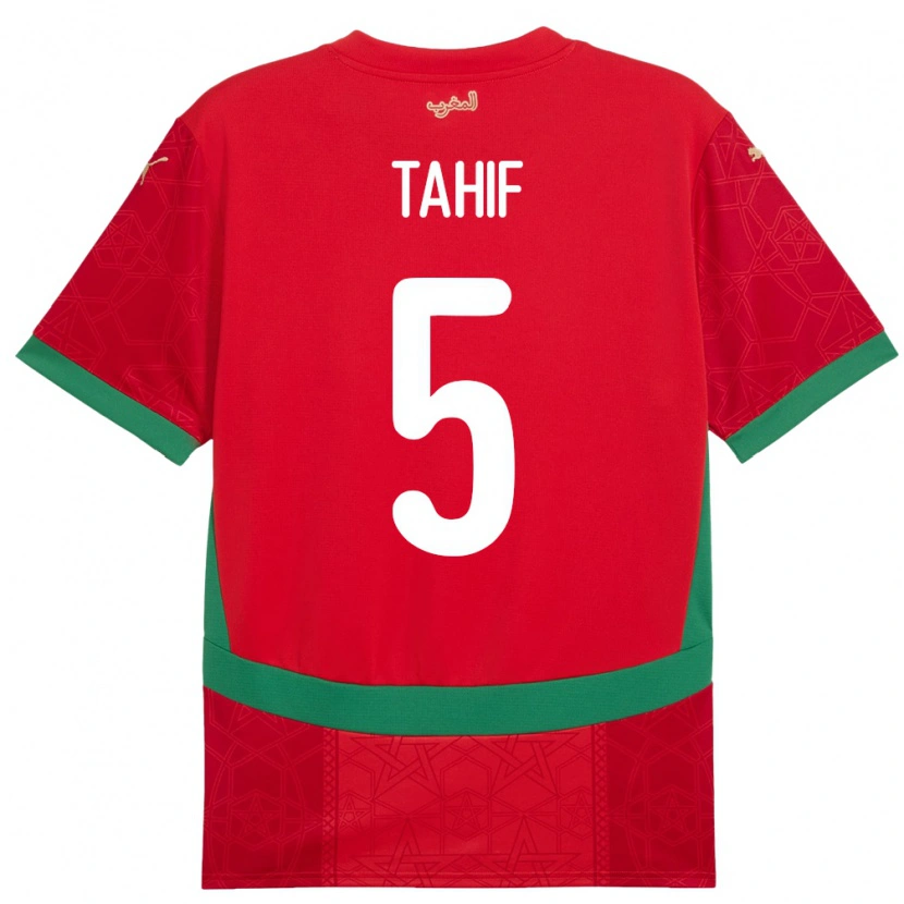 Danxen Mujer Camiseta Marruecos Adil Tahif #5 Rojo 1ª Equipación 24-26 La Camisa México