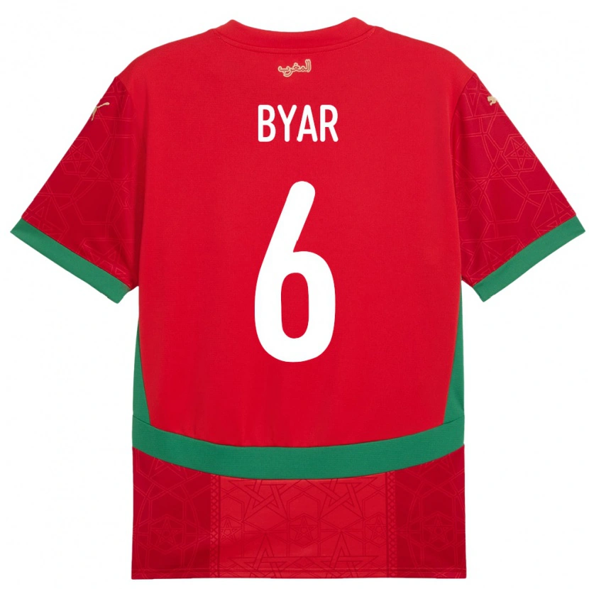 Danxen Mujer Camiseta Marruecos Naïm Byar #6 Rojo 1ª Equipación 24-26 La Camisa México