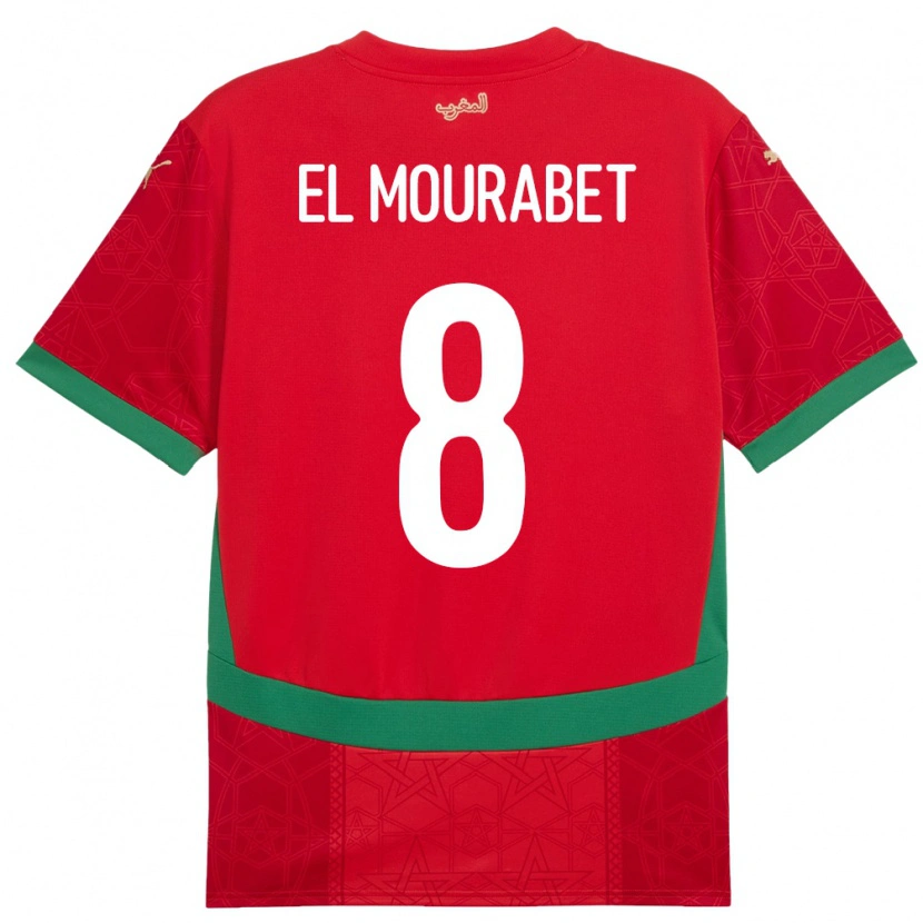 Danxen Mujer Camiseta Marruecos Samir El Mourabet #8 Rojo 1ª Equipación 24-26 La Camisa México