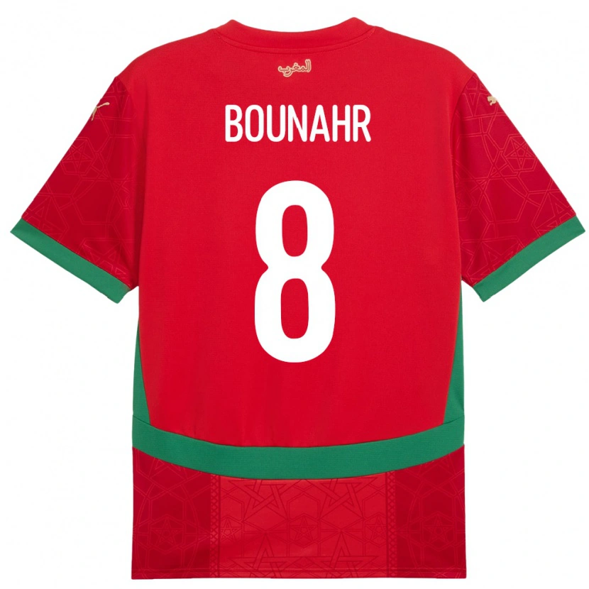Danxen Mujer Camiseta Marruecos Ilyas Bounahr #8 Rojo 1ª Equipación 24-26 La Camisa México