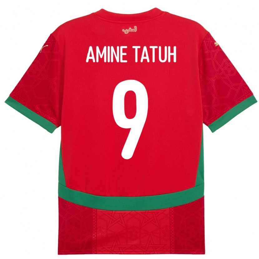 Danxen Mujer Camiseta Marruecos Mohammed Amine Tatuh #9 Rojo 1ª Equipación 24-26 La Camisa México