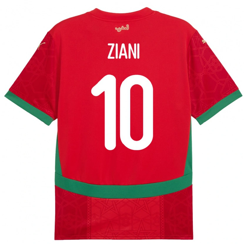 Danxen Mujer Camiseta Marruecos Ismael Ziani López #10 Rojo 1ª Equipación 24-26 La Camisa México