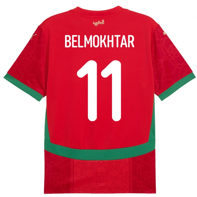 Danxen Mujer Camiseta Marruecos Ilies Belmokhtar #11 Rojo 1ª Equipación 24-26 La Camisa México