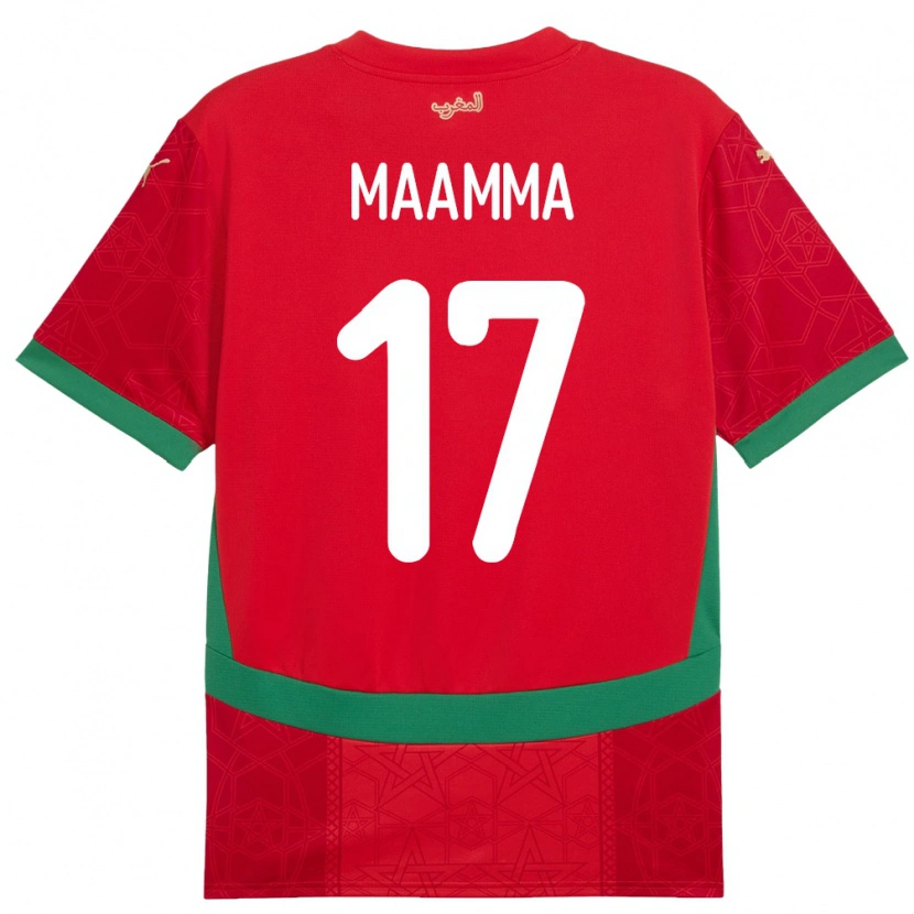 Danxen Mujer Camiseta Marruecos Othmane Maamma #17 Rojo 1ª Equipación 24-26 La Camisa México