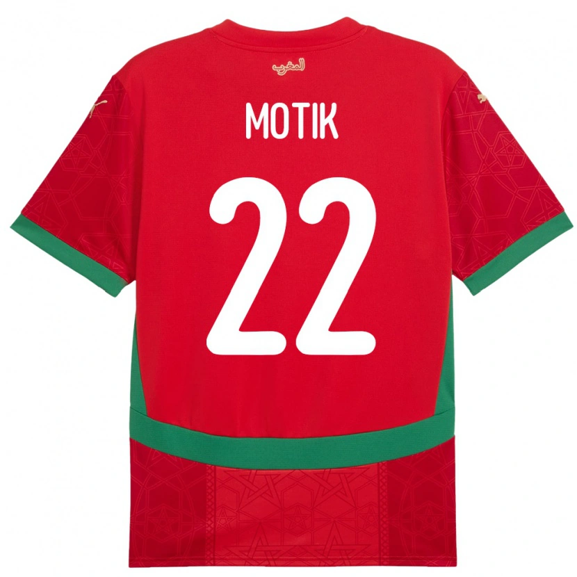 Danxen Mujer Camiseta Marruecos Ilyass Motik #22 Rojo 1ª Equipación 24-26 La Camisa México