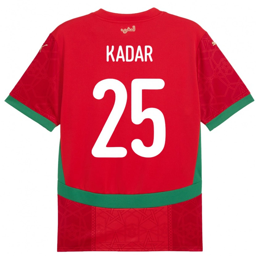 Danxen Mujer Camiseta Marruecos Nawfel-Abdelkader Kadar #25 Rojo 1ª Equipación 24-26 La Camisa México