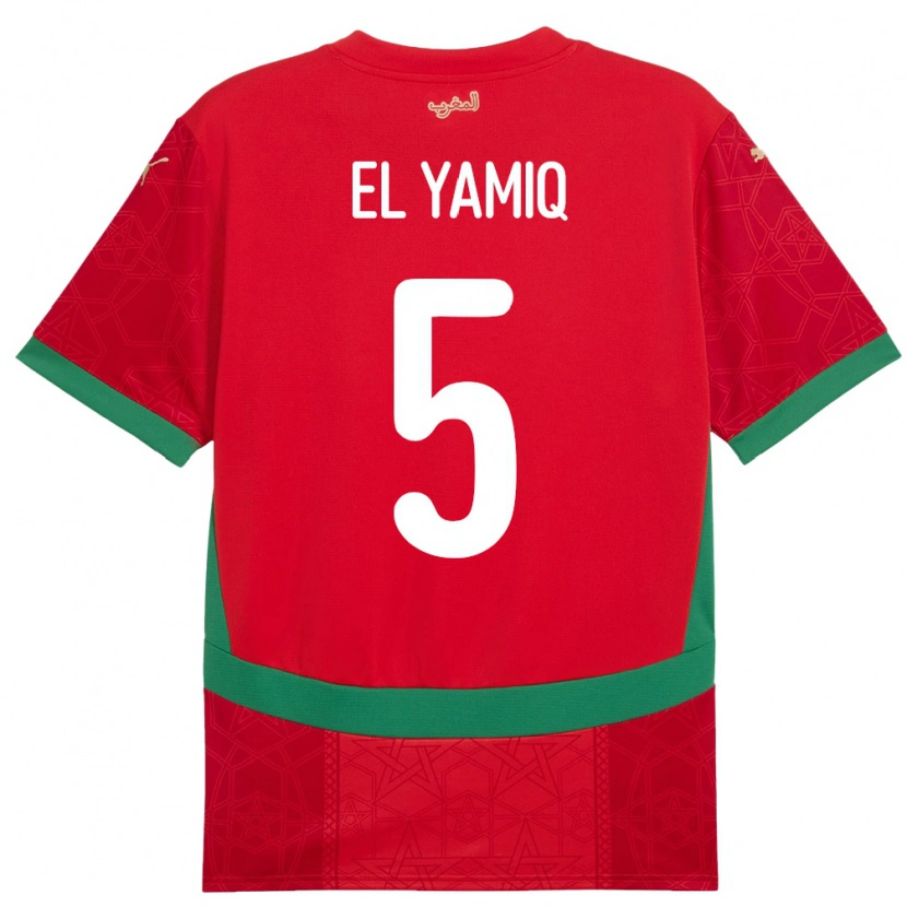 Danxen Mujer Camiseta Marruecos Jawad El Yamiq #5 Rojo 1ª Equipación 24-26 La Camisa México
