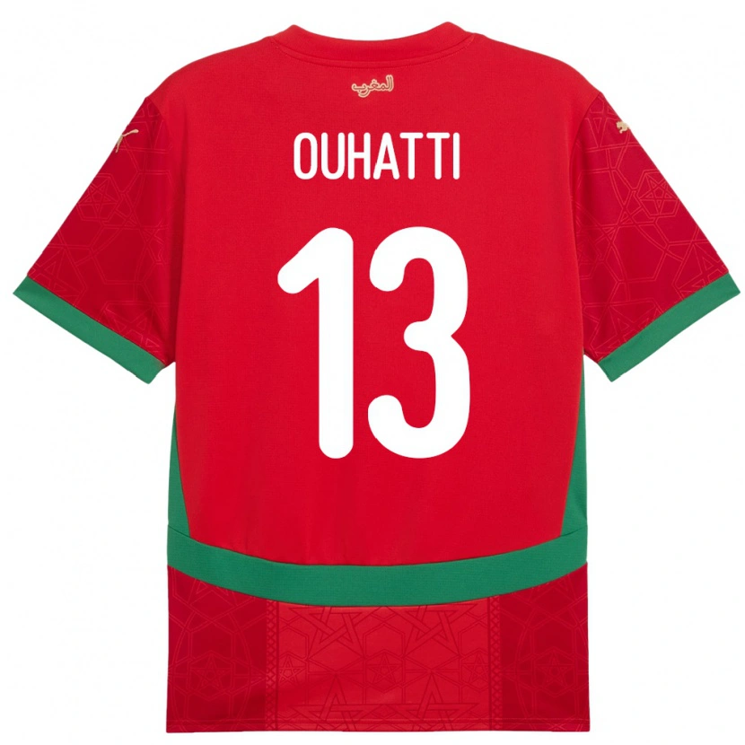 Danxen Mujer Camiseta Marruecos Aymane Ouhatti #13 Rojo 1ª Equipación 24-26 La Camisa México