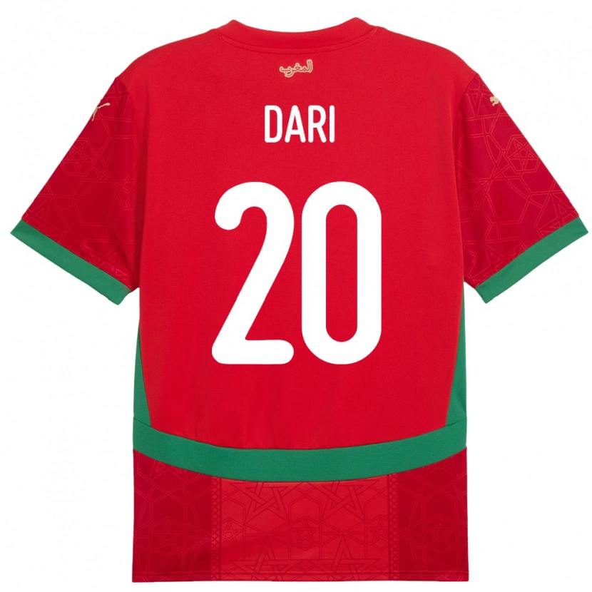 Danxen Mujer Camiseta Marruecos Achraf Dari #20 Rojo 1ª Equipación 24-26 La Camisa México