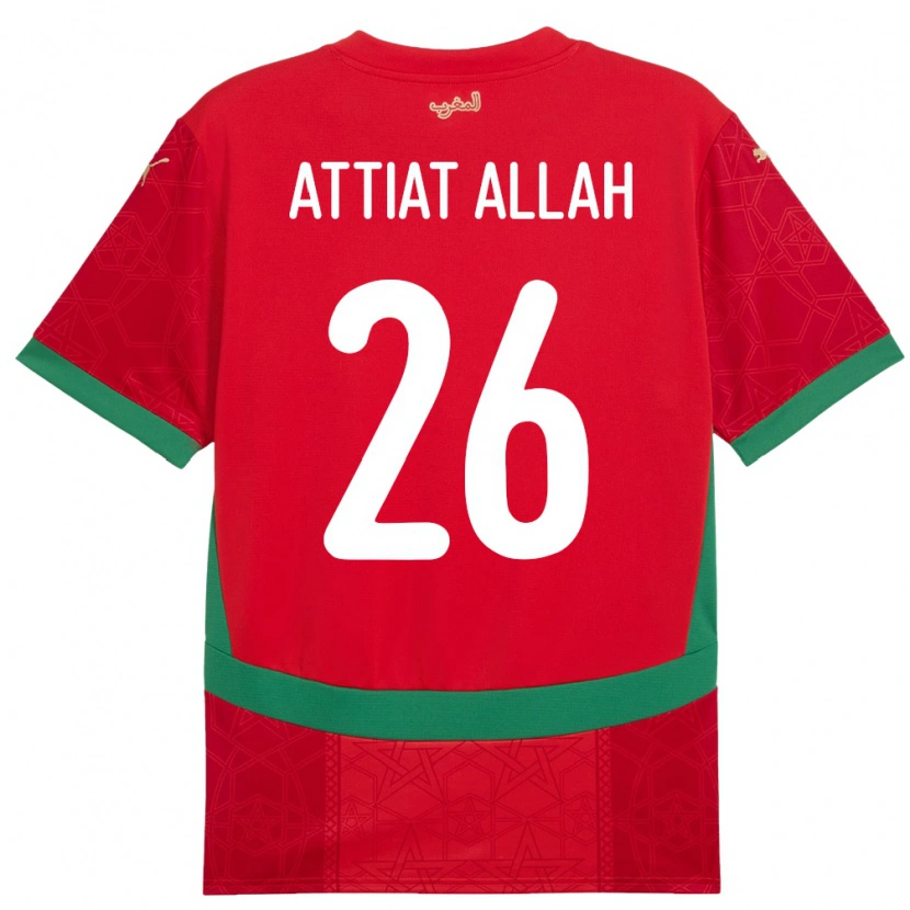Danxen Mujer Camiseta Marruecos Yahia Attiat-Allah #26 Rojo 1ª Equipación 24-26 La Camisa México