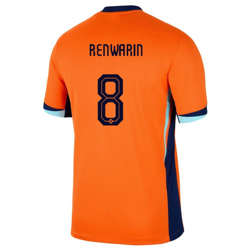 Danxen Mujer Camiseta Países Bajos Givaro Renwarin #8 Naranja 1ª Equipación 24-26 La Camisa México