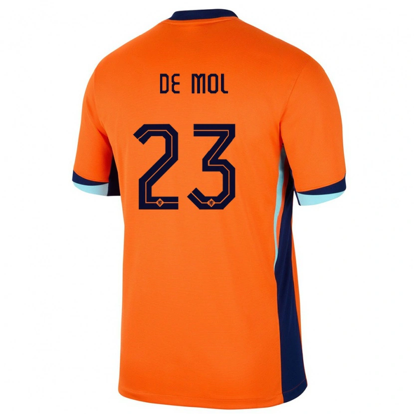 Danxen Mujer Camiseta Países Bajos Stenn De Mol #23 Naranja 1ª Equipación 24-26 La Camisa México