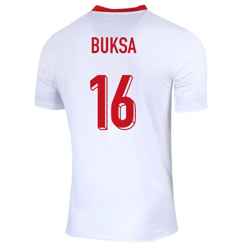 Danxen Mujer Camiseta Polonia Adam Buksa #16 Blanco 1ª Equipación 24-26 La Camisa México