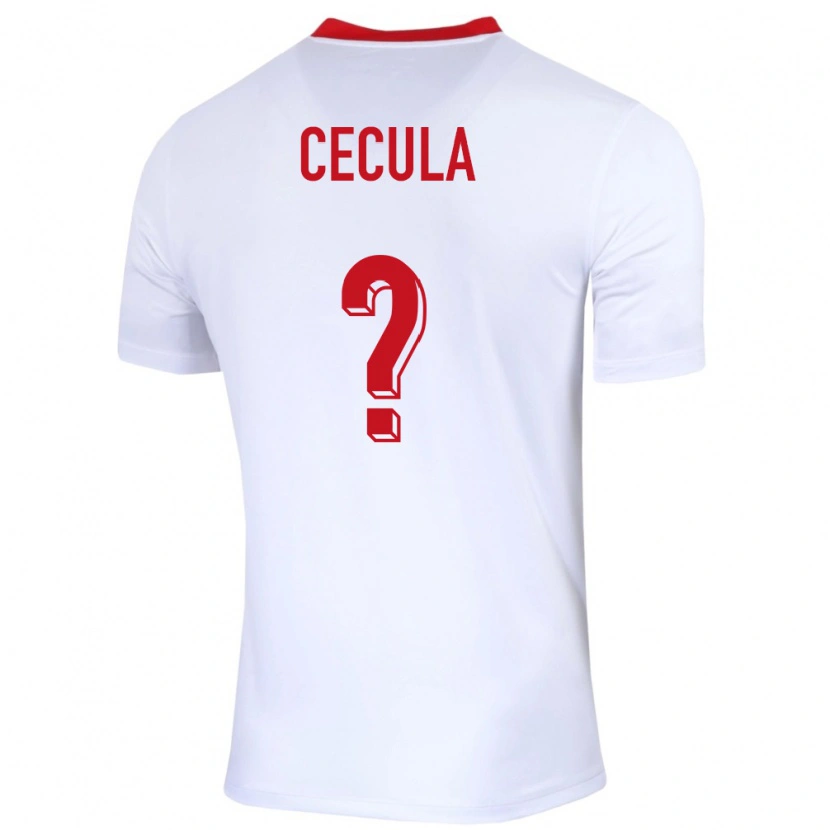 Danxen Mujer Camiseta Polonia Kacper Cecula #0 Blanco 1ª Equipación 24-26 La Camisa México