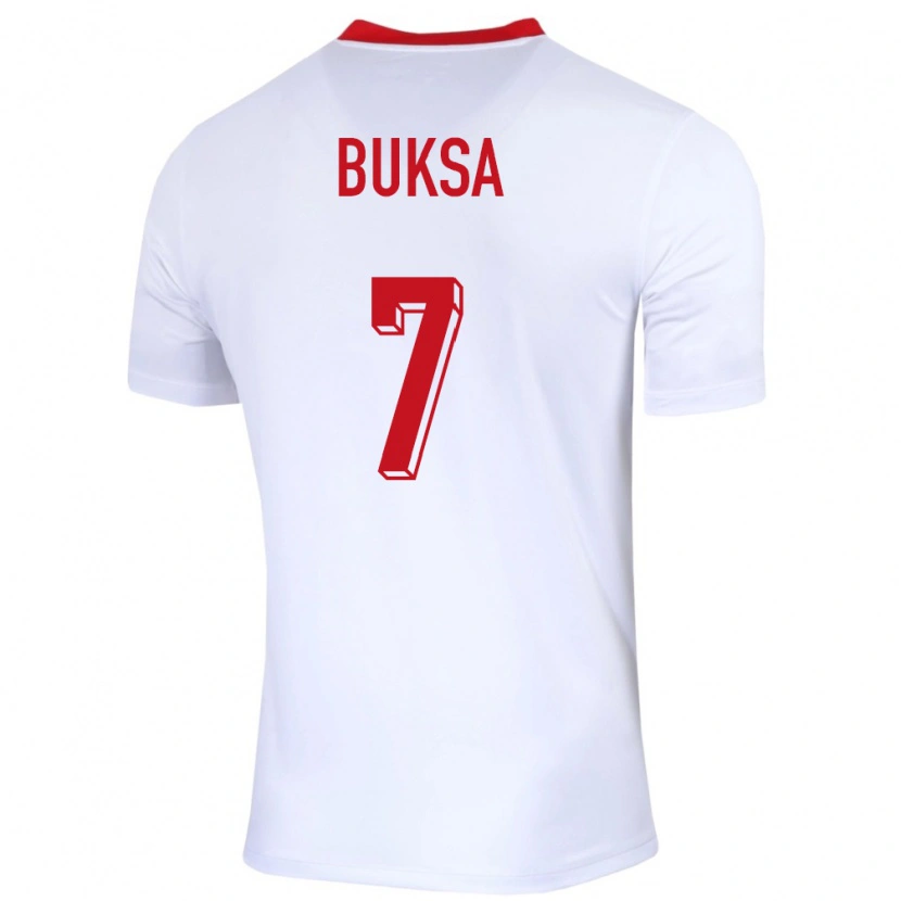 Danxen Mujer Camiseta Polonia Aleksander Buksa #7 Blanco 1ª Equipación 24-26 La Camisa México