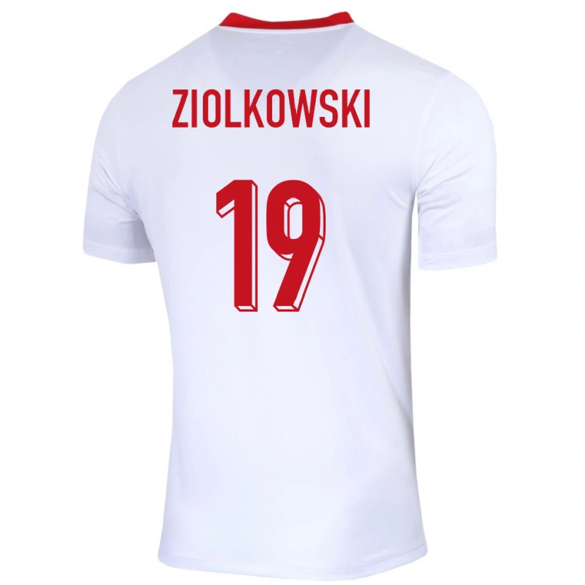 Danxen Mujer Camiseta Polonia Jan Ziolkowski #19 Blanco 1ª Equipación 24-26 La Camisa México