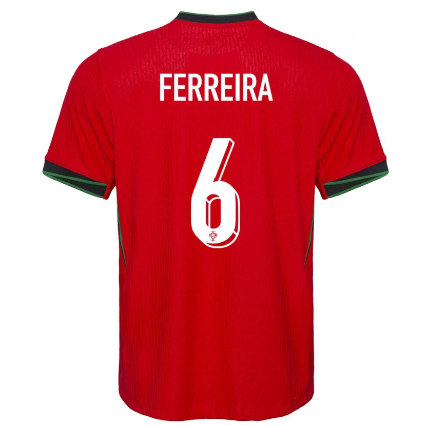 Danxen Mujer Camiseta Portugal Martim Ferreira #6 Rojo 1ª Equipación 24-26 La Camisa México