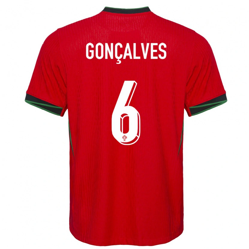 Danxen Mujer Camiseta Portugal Rodrigo Gonçalves #6 Rojo 1ª Equipación 24-26 La Camisa México