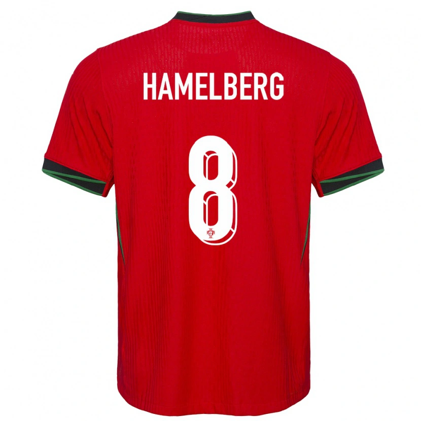 Danxen Mujer Camiseta Portugal Eric Hamelberg #8 Rojo 1ª Equipación 24-26 La Camisa México