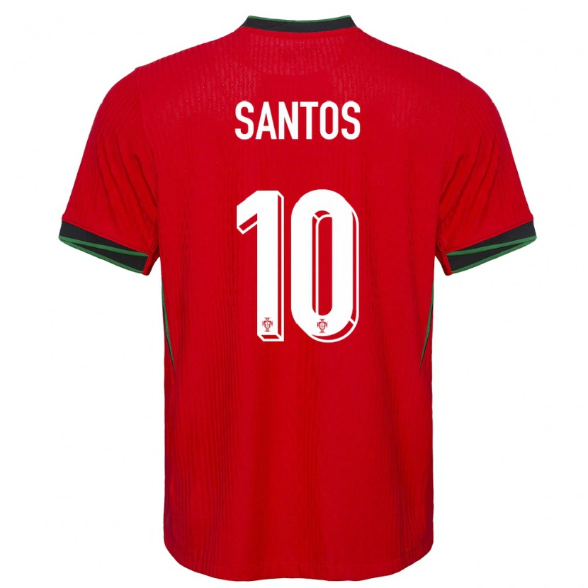 Danxen Mujer Camiseta Portugal Pedro Santos #10 Rojo 1ª Equipación 24-26 La Camisa México