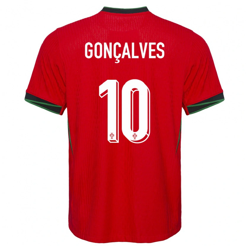 Danxen Mujer Camiseta Portugal Flávio Gonçalves #10 Rojo 1ª Equipación 24-26 La Camisa México