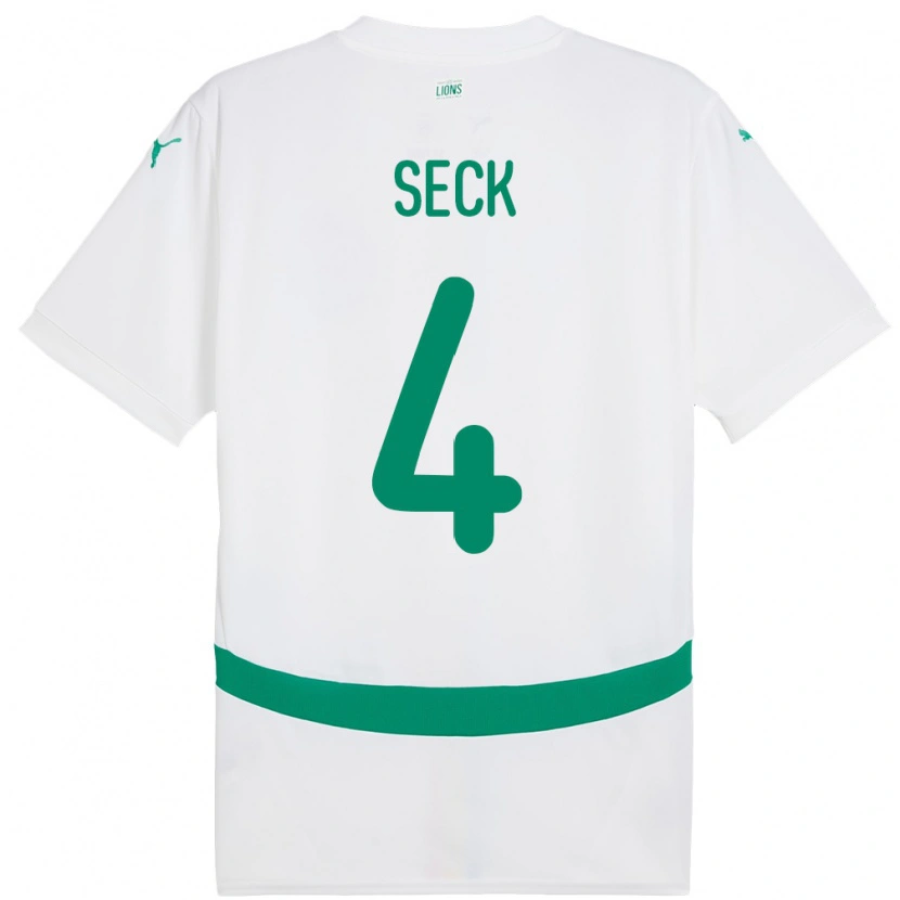 Danxen Mujer Camiseta Senegal Abdoulaye Seck #4 Blanco 1ª Equipación 24-26 La Camisa México