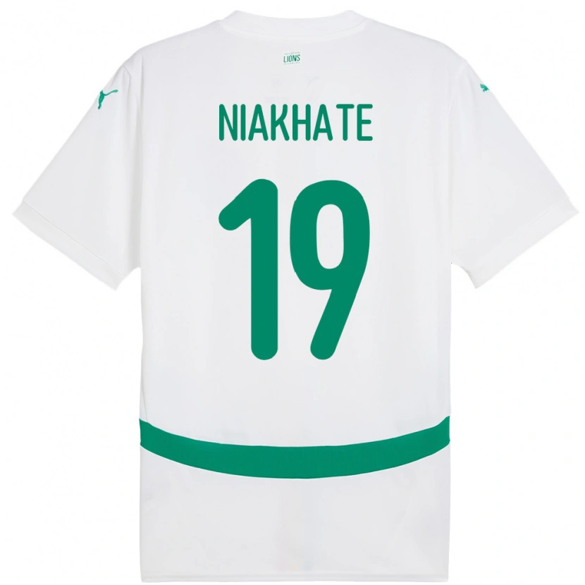 Danxen Mujer Camiseta Senegal Moussa Niakhaté #19 Blanco 1ª Equipación 24-26 La Camisa México