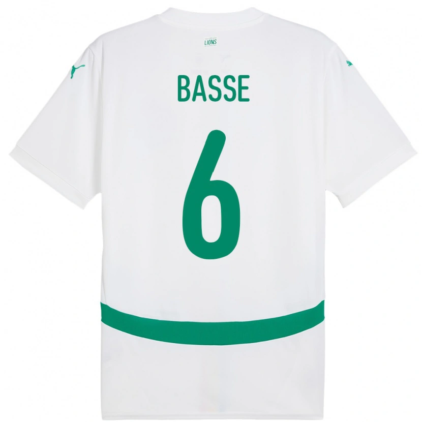 Danxen Mujer Camiseta Senegal Souleymane Basse #6 Blanco 1ª Equipación 24-26 La Camisa México