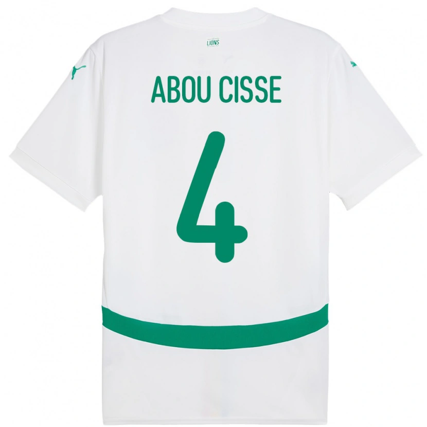 Danxen Mujer Camiseta Senegal Pape Abou Cisse #4 Blanco 1ª Equipación 24-26 La Camisa México