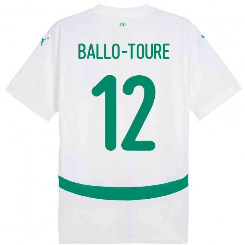 Danxen Mujer Camiseta Senegal Fode Ballo-Toure #12 Blanco 1ª Equipación 24-26 La Camisa México