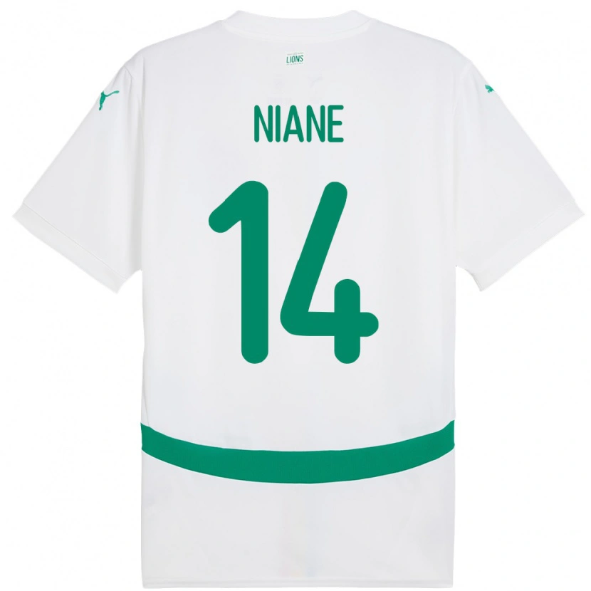 Danxen Mujer Camiseta Senegal Ibrahima Niane #14 Blanco 1ª Equipación 24-26 La Camisa México