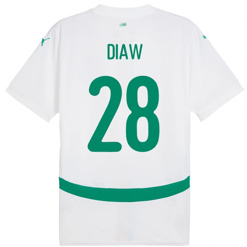 Danxen Mujer Camiseta Senegal Mory Diaw #28 Blanco 1ª Equipación 24-26 La Camisa México
