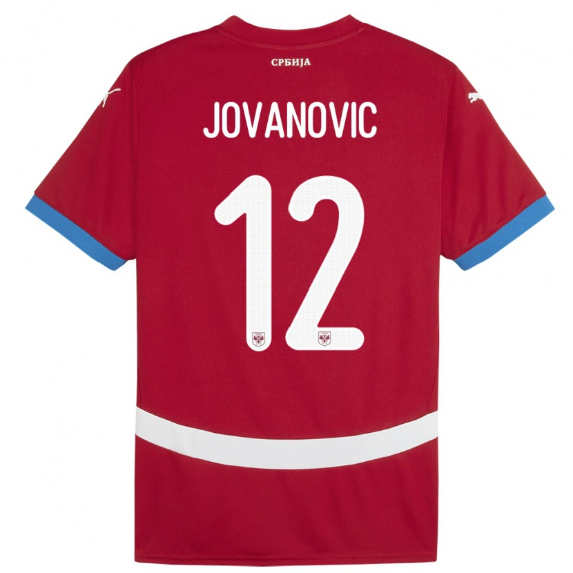 Danxen Mujer Camiseta Serbia Aleksandar Jovanovic #12 Rojo 1ª Equipación 24-26 La Camisa México