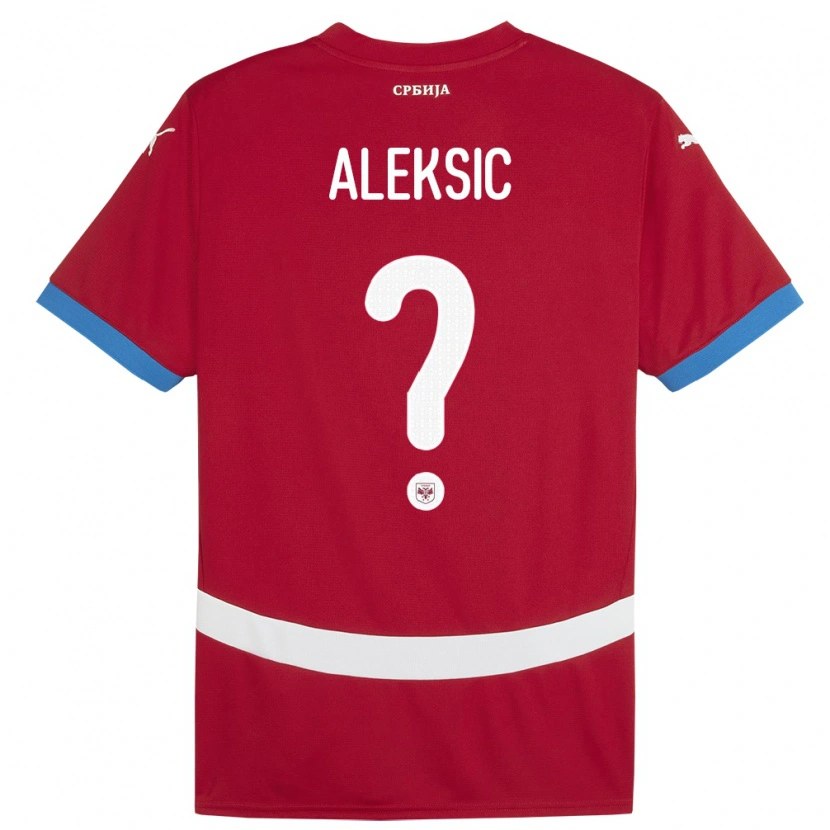Danxen Mujer Camiseta Serbia Milan Aleksic #0 Rojo 1ª Equipación 24-26 La Camisa México