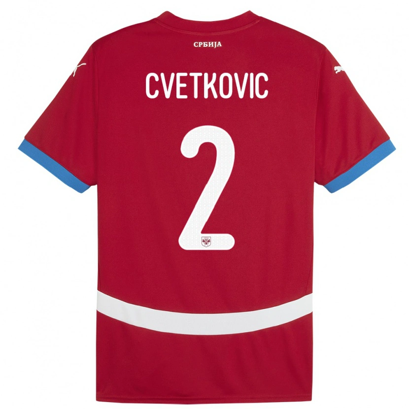 Danxen Mujer Camiseta Serbia Djordje Cvetkovic #2 Rojo 1ª Equipación 24-26 La Camisa México