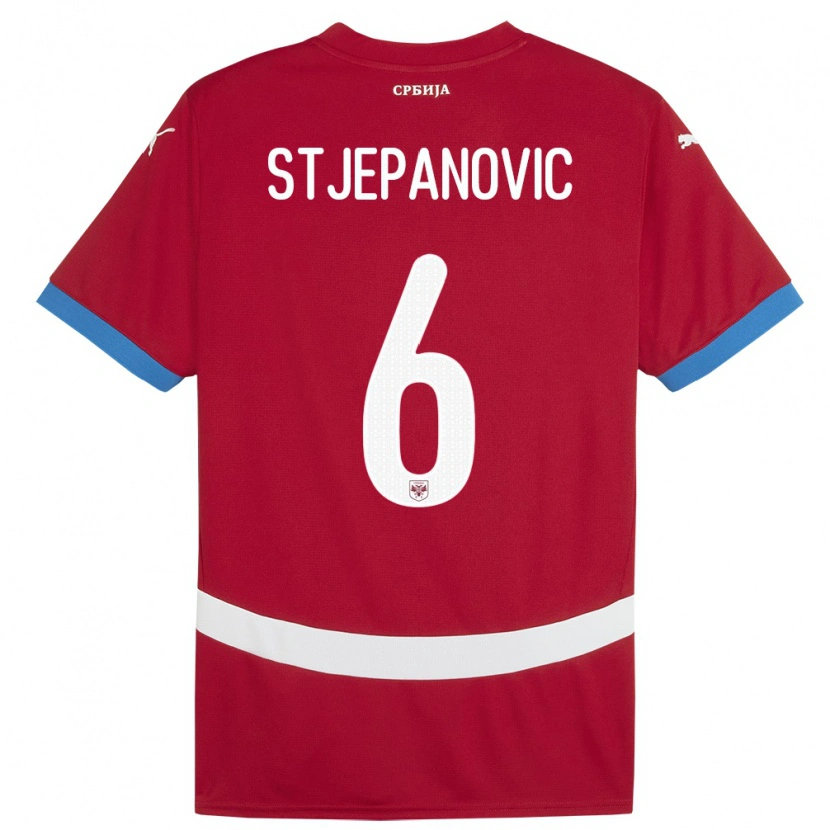 Danxen Mujer Camiseta Serbia Mateja Stjepanovic #6 Rojo 1ª Equipación 24-26 La Camisa México