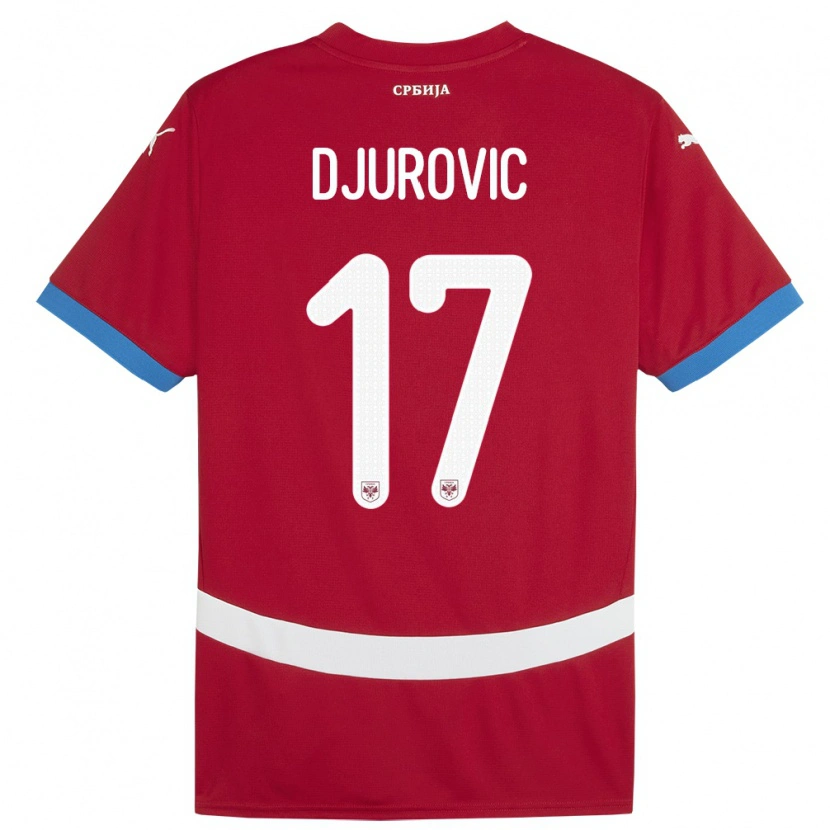 Danxen Mujer Camiseta Serbia Stefan Djurovic #17 Rojo 1ª Equipación 24-26 La Camisa México
