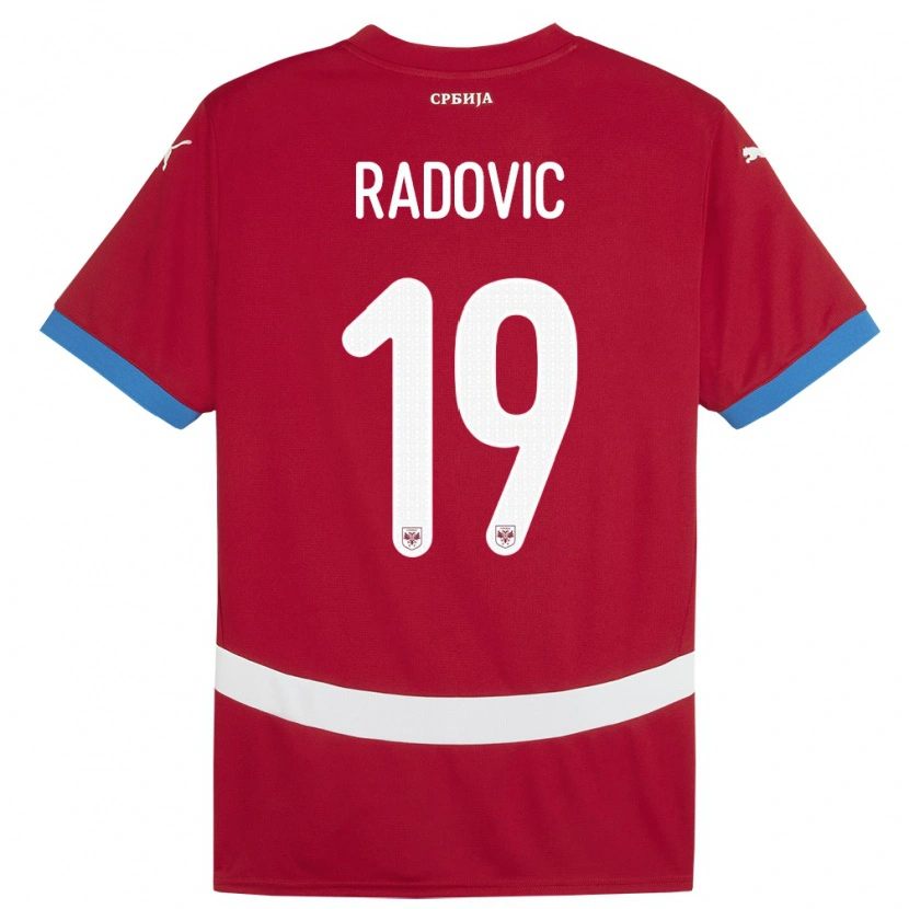 Danxen Mujer Camiseta Serbia Dusan Radovic #19 Rojo 1ª Equipación 24-26 La Camisa México