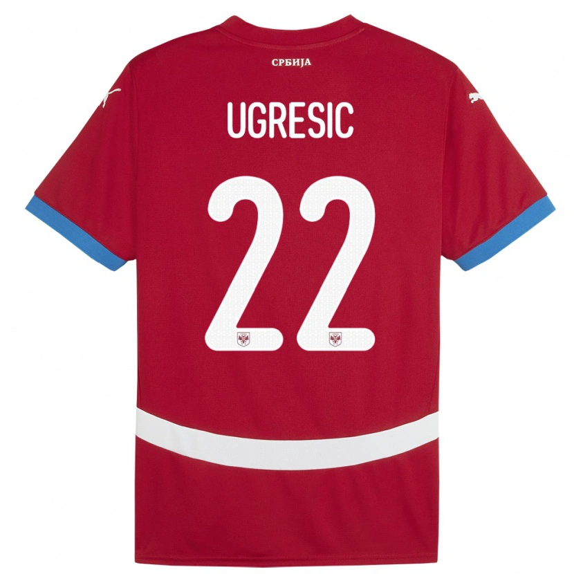 Danxen Mujer Camiseta Serbia Ognjen Ugresic #22 Rojo 1ª Equipación 24-26 La Camisa México