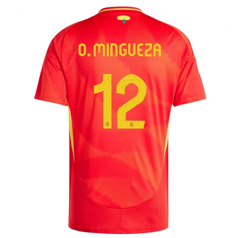 Danxen Mujer Camiseta España Óscar Mingueza #12 Rojo 1ª Equipación 24-26 La Camisa México