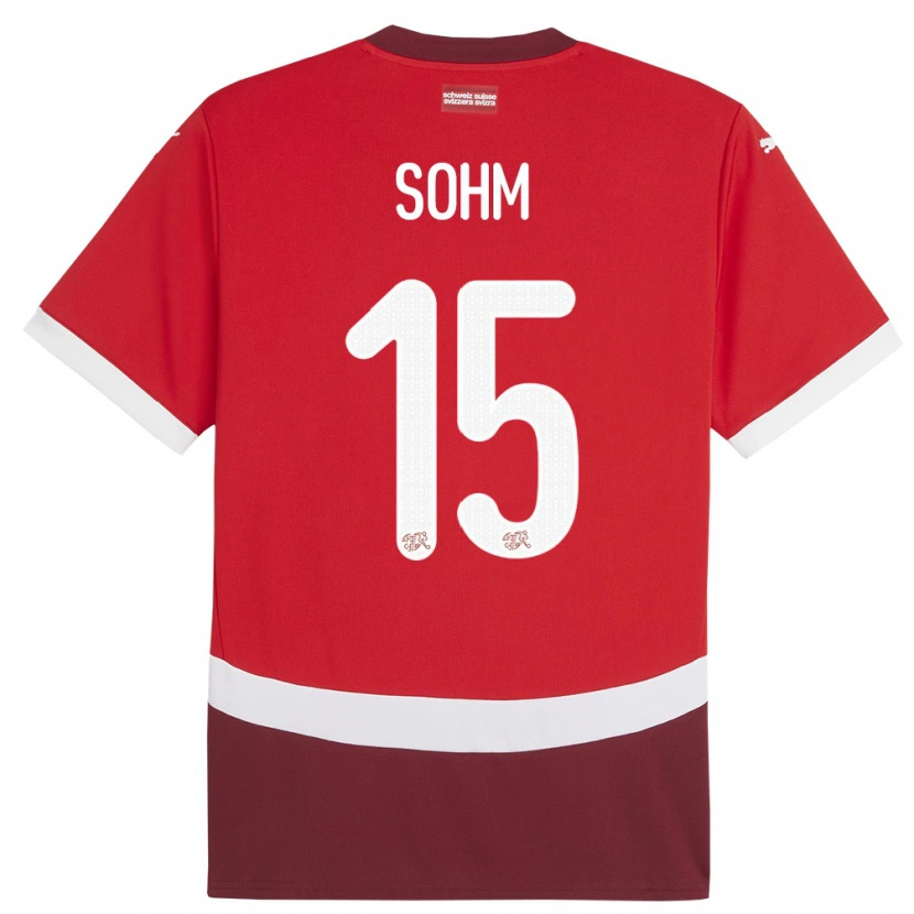 Danxen Mujer Camiseta Suiza Simon Sohm #15 Rojo 1ª Equipación 24-26 La Camisa México