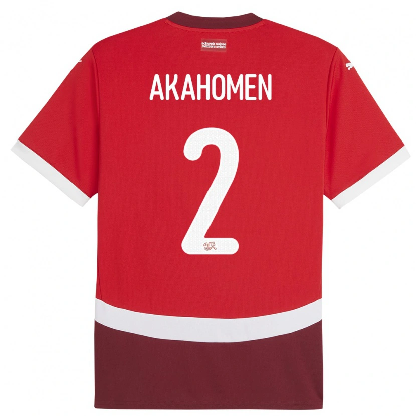 Danxen Mujer Camiseta Suiza Marvin Akahomen #2 Rojo 1ª Equipación 24-26 La Camisa México